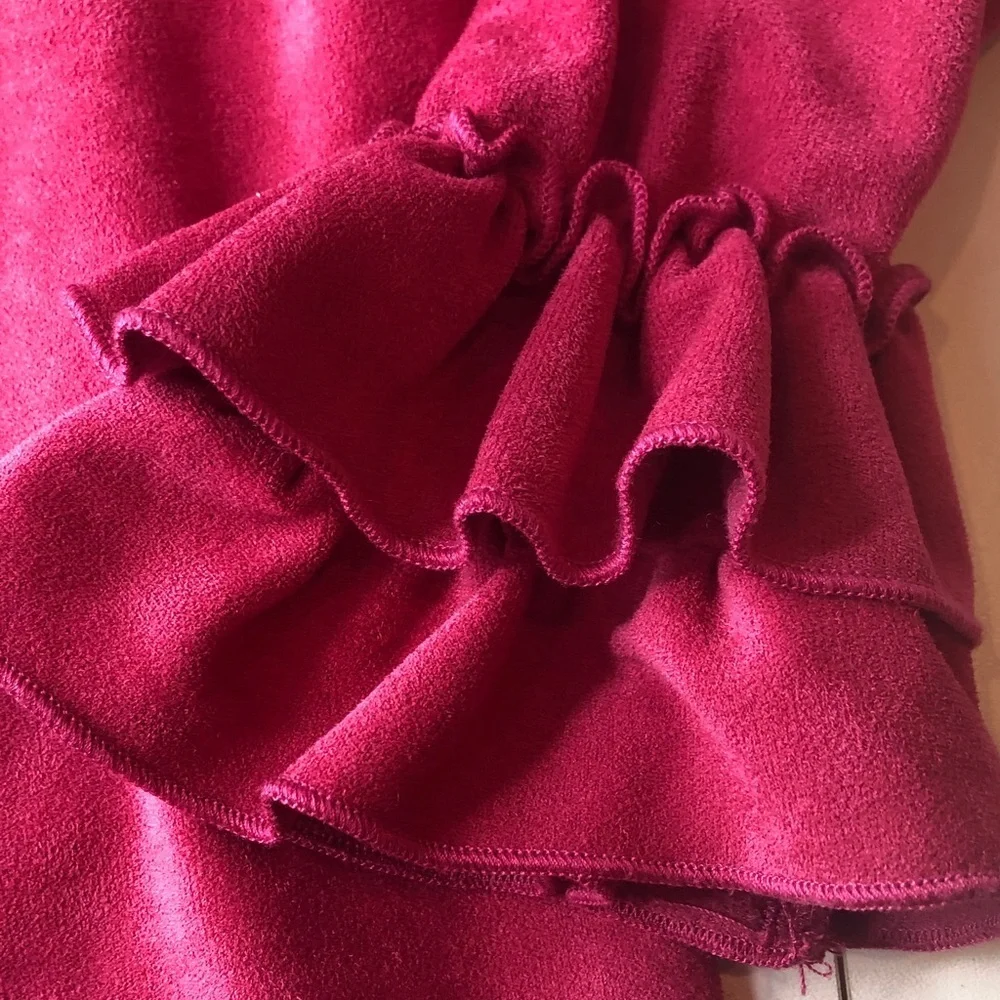 Mia Bella LOL Surprise Berry Faux Suede Soft Ruffle sleeve jacket Girls 7 EUC